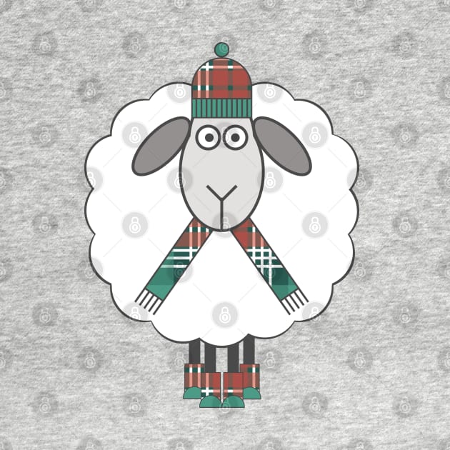 Cosy Winter Sheep With Christmas Tartan Hat, Scarf and Boots by MacPean